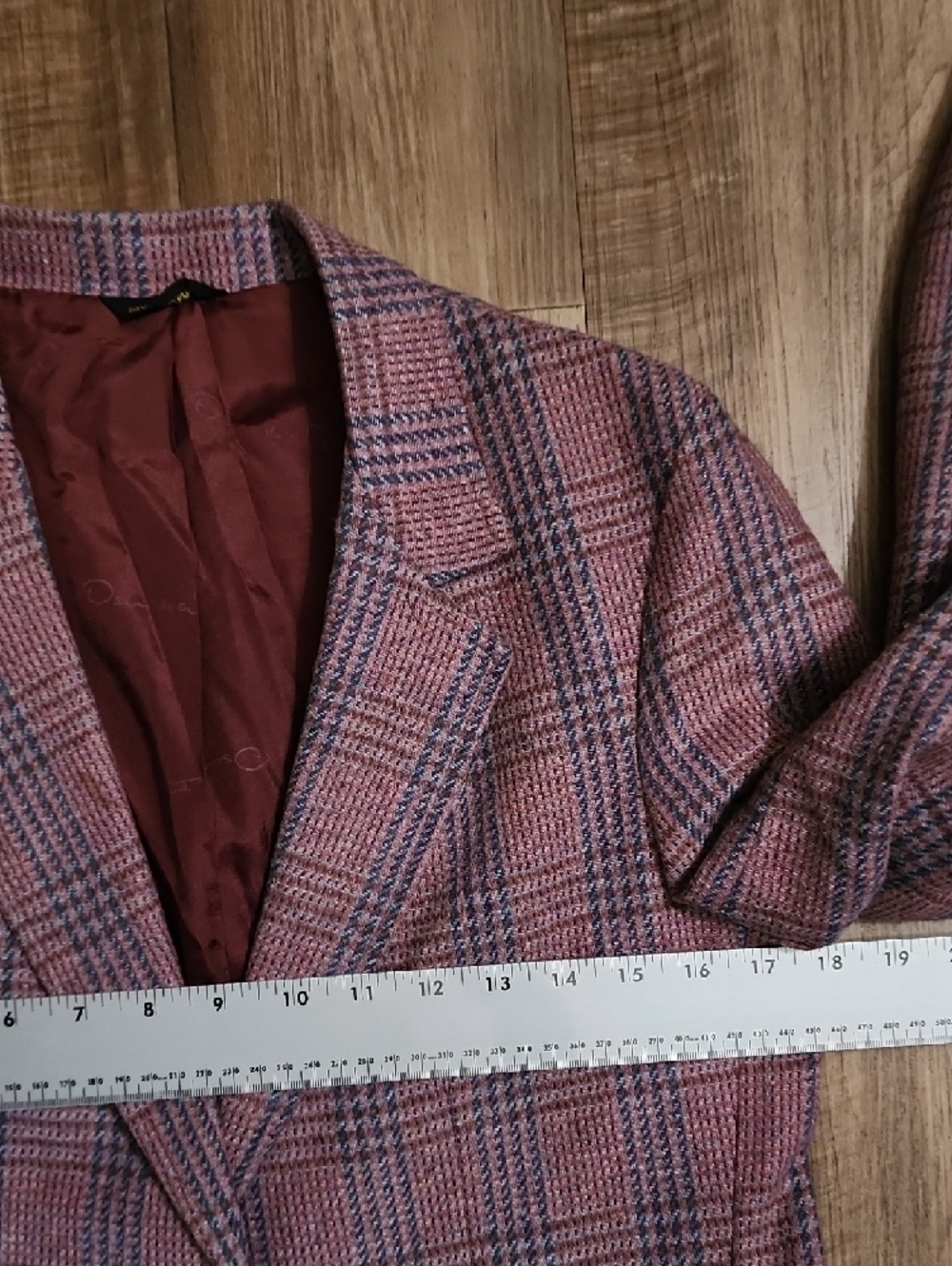 Oscar de la Renta Vintage Plaid Skirt Suit Set Mauve Wool Blend 2PC - Picture 8 of 16